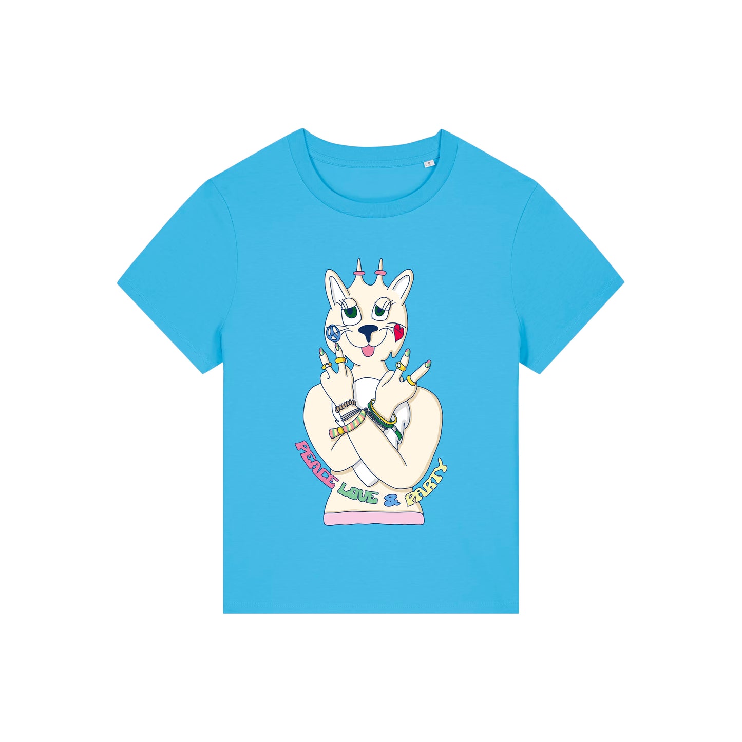 T-Shirt PartyLovePeace (aqua blue)