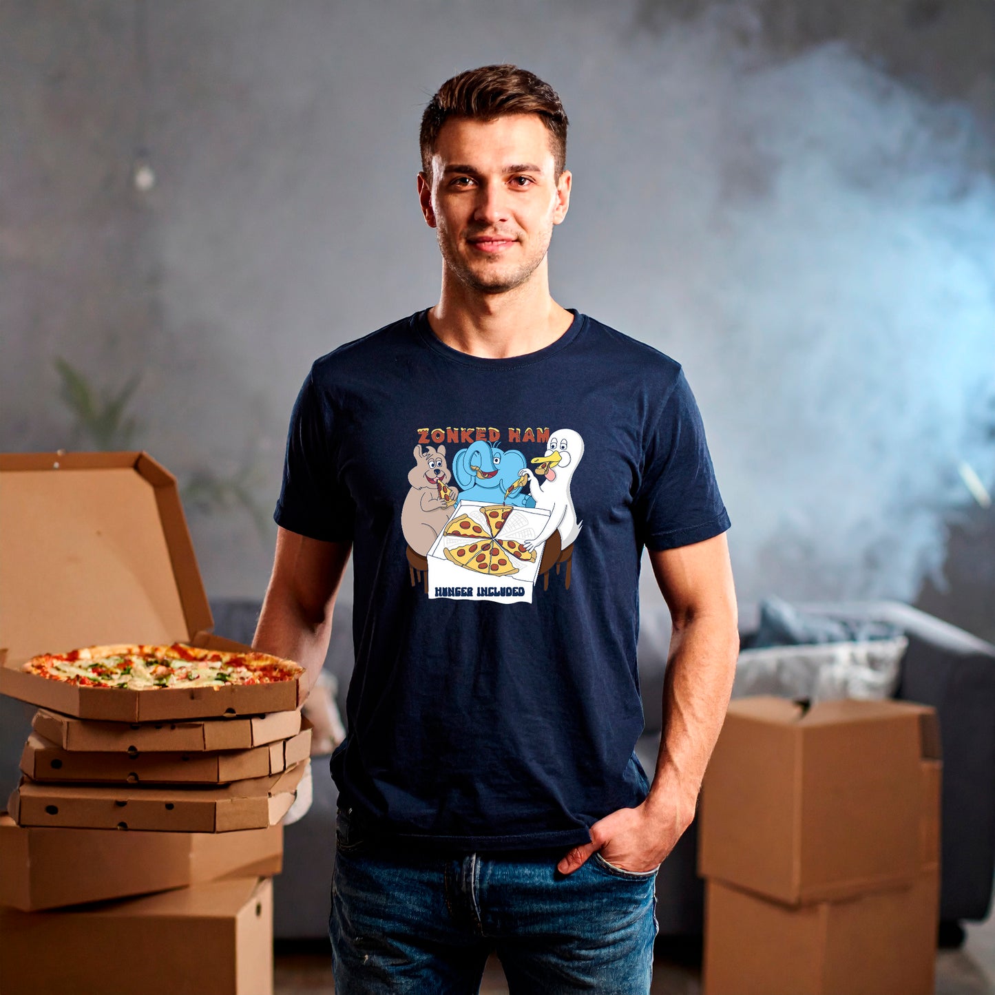 T-Shirt Hungry (navy blau)