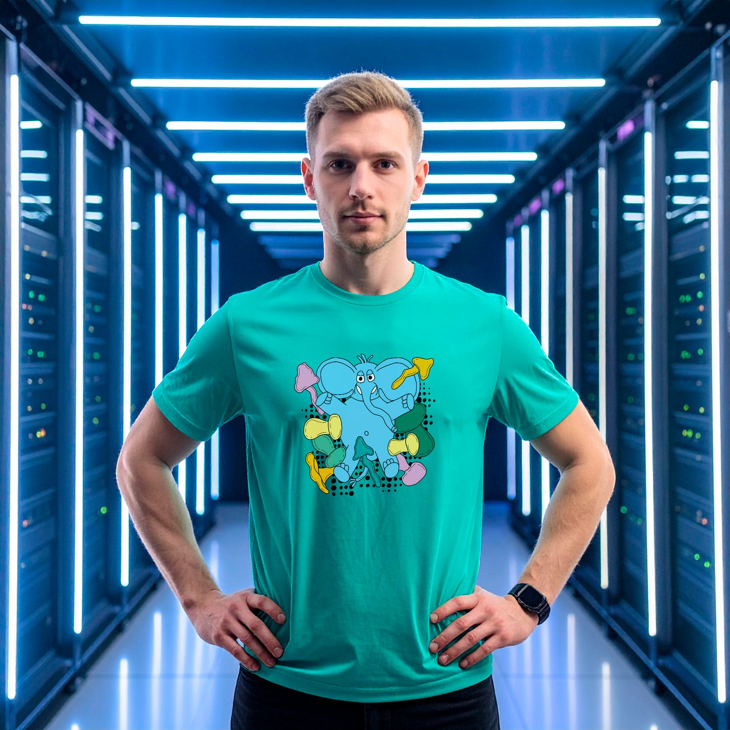 T-Shirt MushroomParty (pool blau)