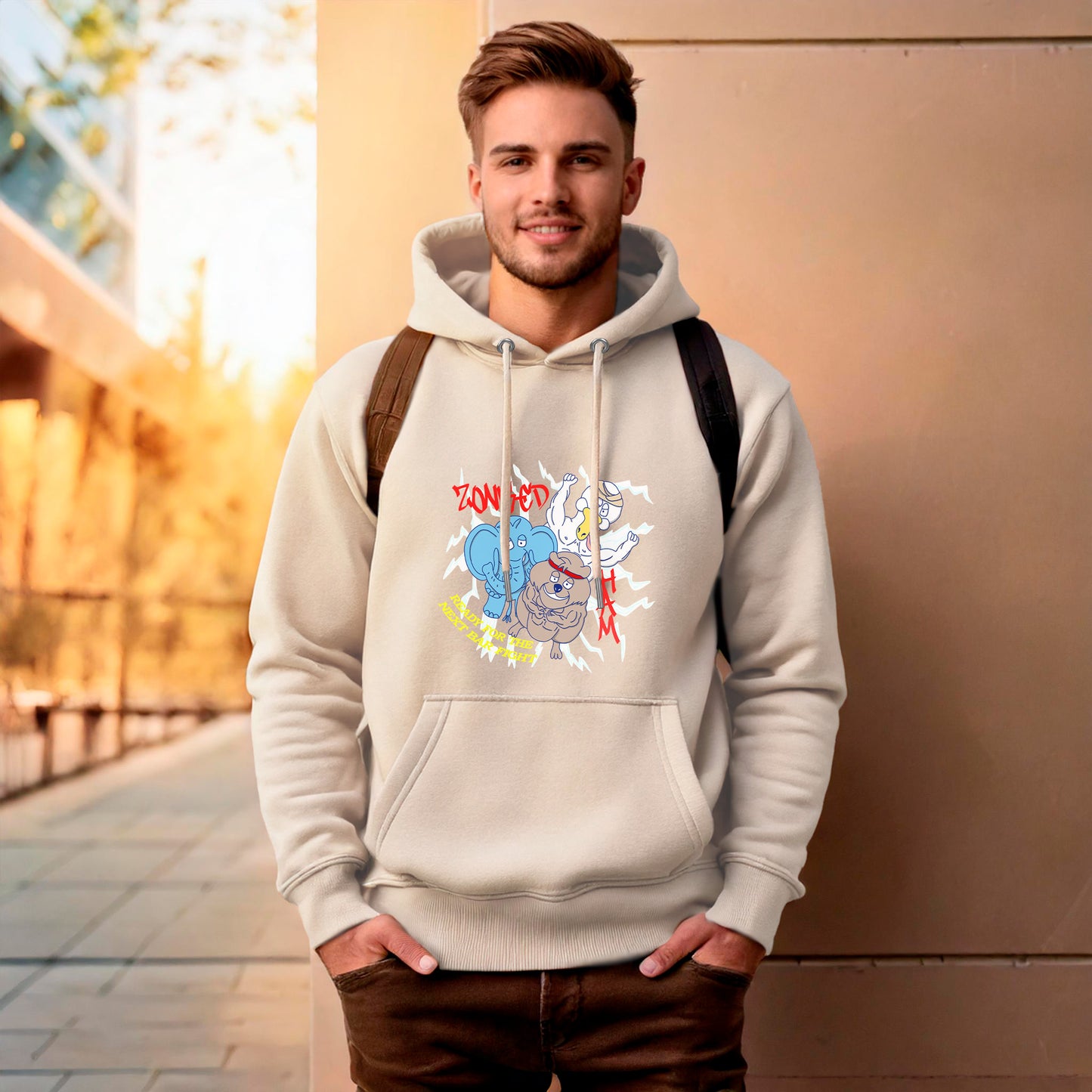 Hoodie BarFight (hell beige)