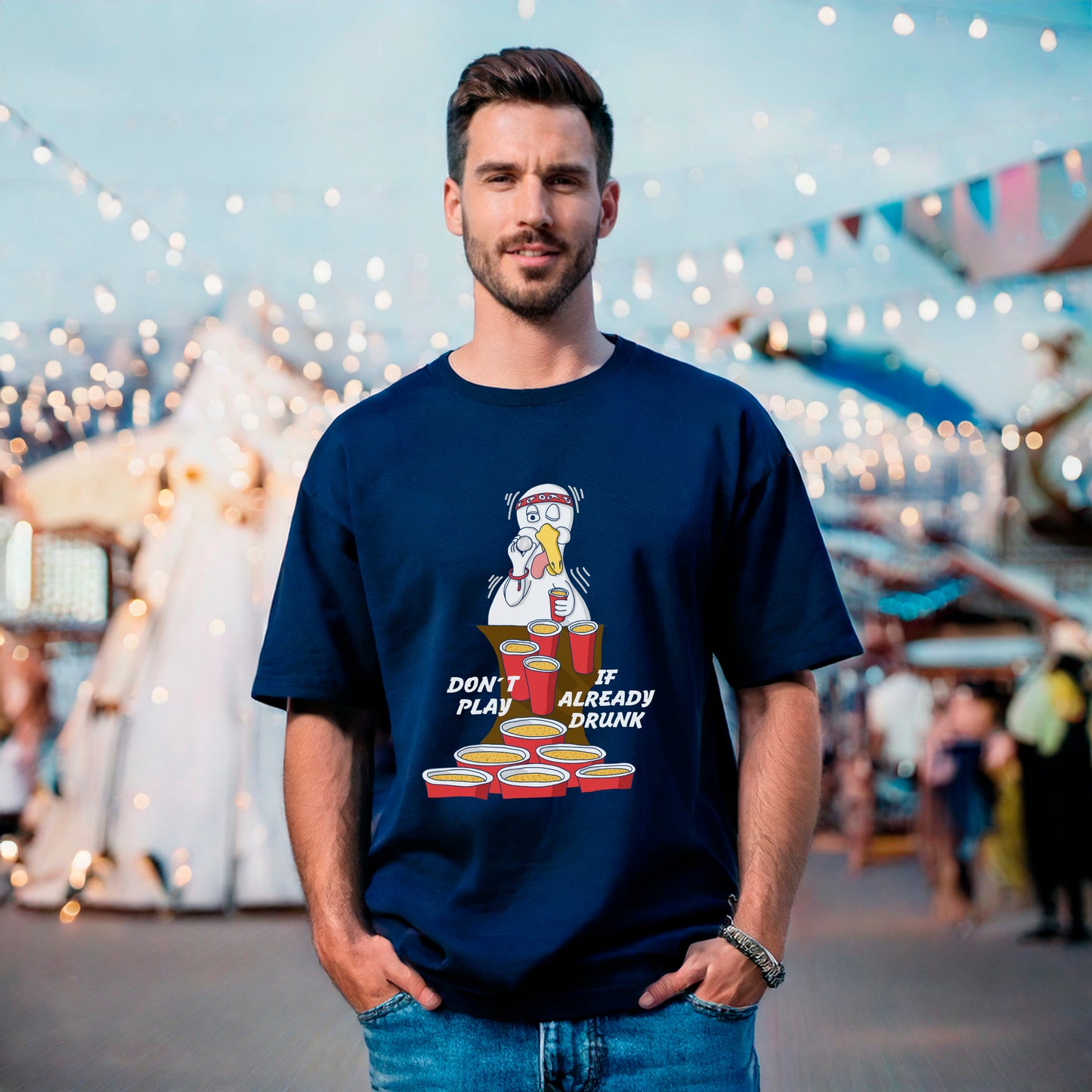 T-Shirt BeerPong (navy blau)