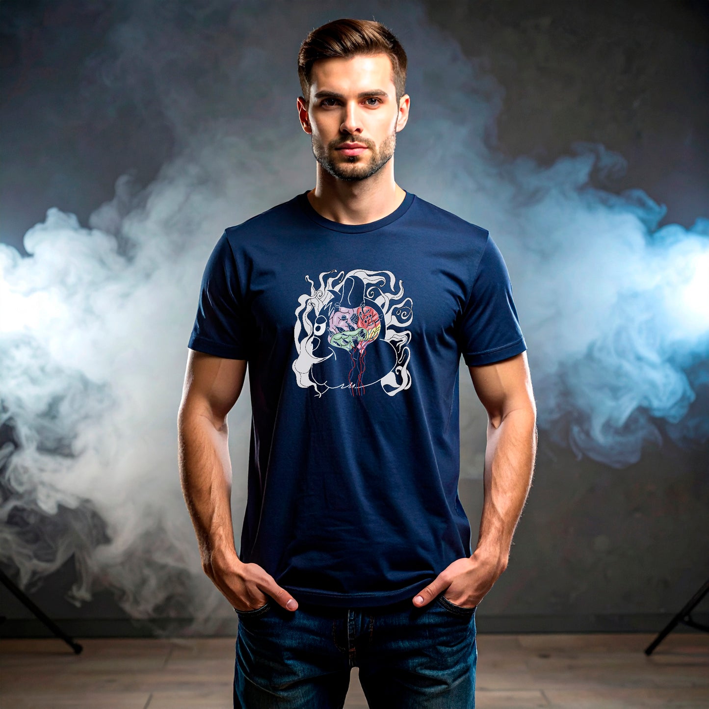T-Shirt FadedBrain (navy blau)