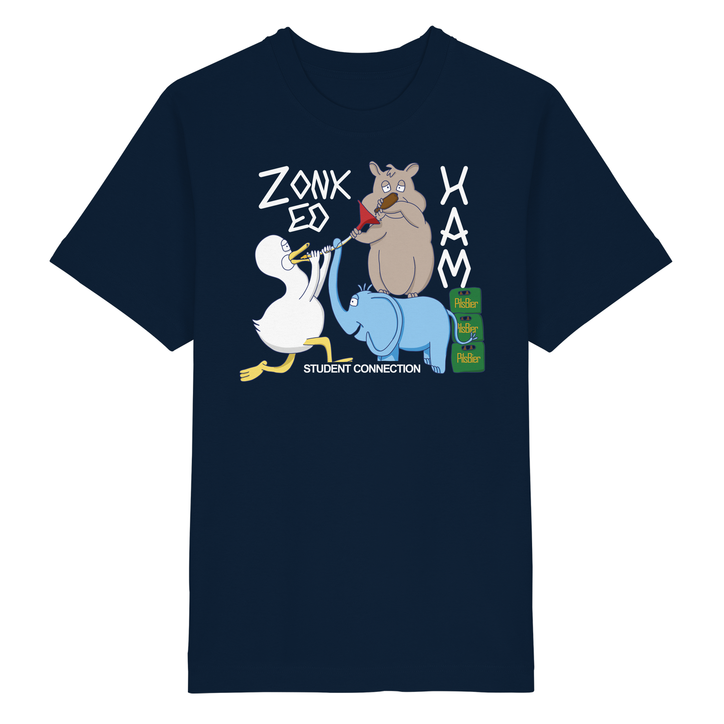T-Shirt Chug-A-Beer (navy blau)