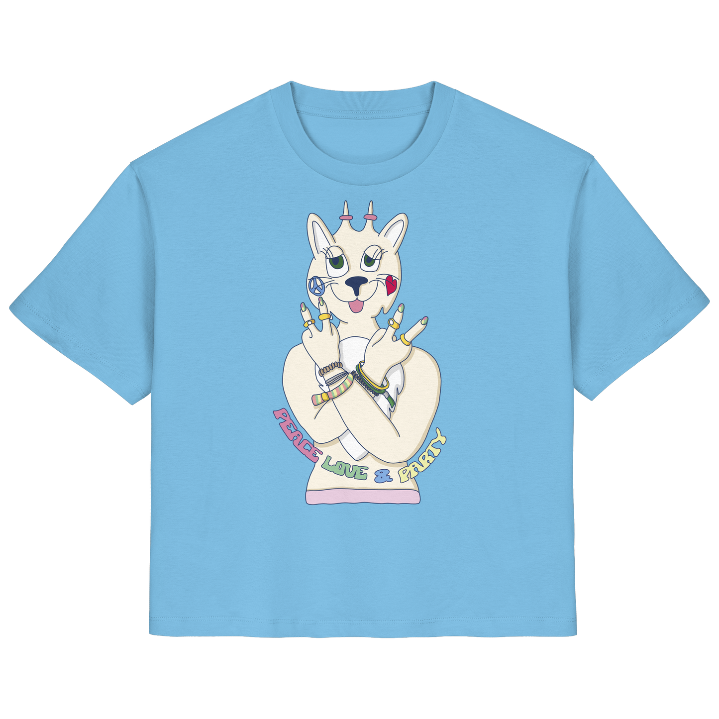 T-Shirt PartyLovePeace (aqua blue)