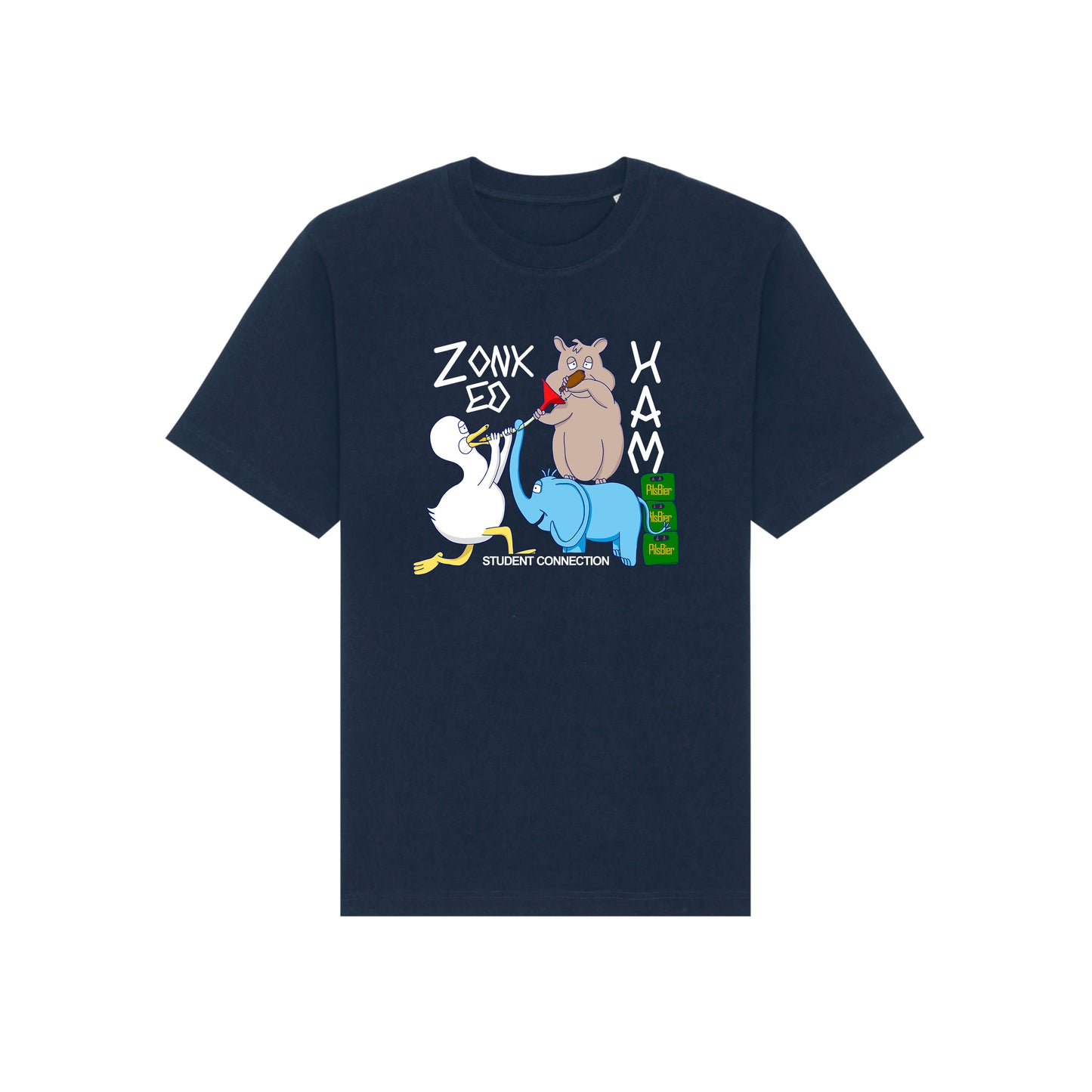T-Shirt Chug-A-Beer (navy blau)